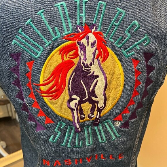 International Denim Vintage Embroidered Vest Wildhorse Saloon, Size Small - Picture 8 of 12